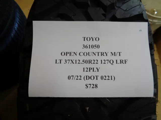 1 New Tire Toyo Open Country Mt 37 12.5 22 127Q Lrf 12Ply 361050