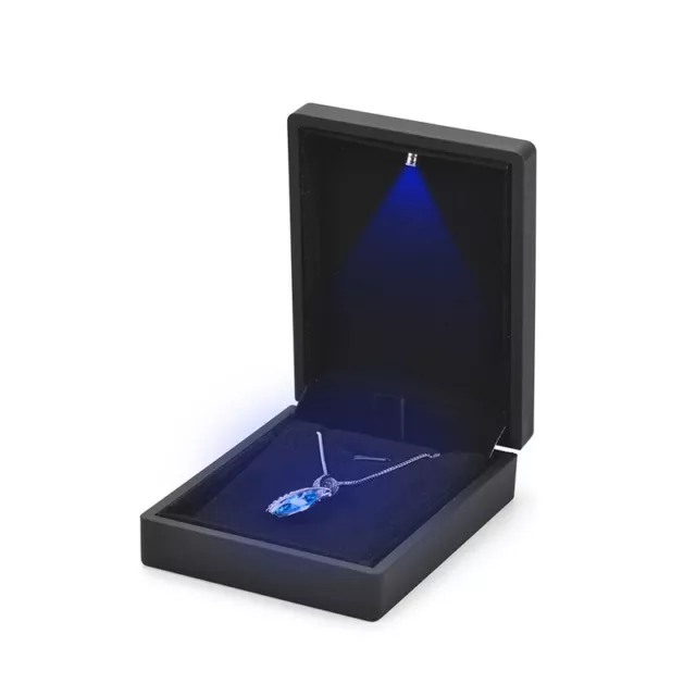 Luxury Black Necklace  Box with LED Light, Pendant Box Jewellery Display Case