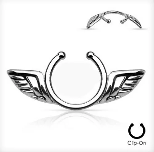 Non Piercing Fake Ring Nipple Clip - Angel Wing