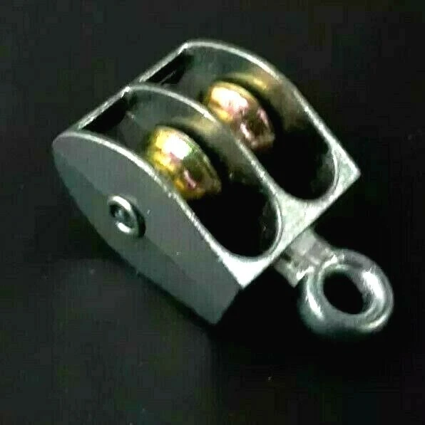 Lt Duty Pulley Micro Double Sheave FIXED EYE Attachment 3/16 inch Max Line Mini