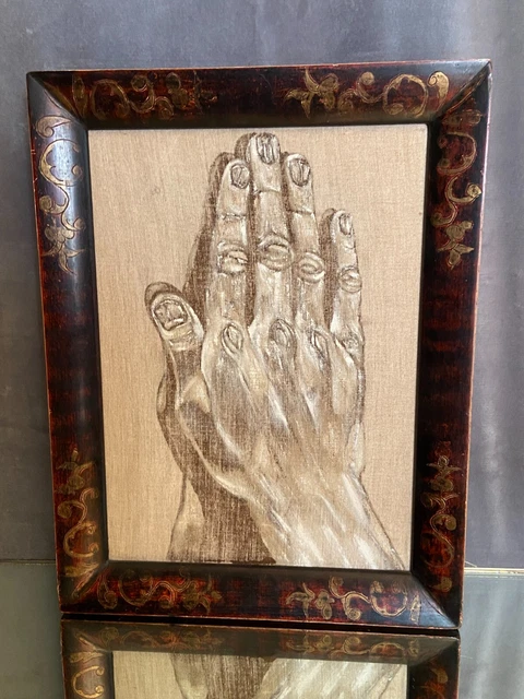 Technique mixte sur toile étude académique d'une main recto-verso