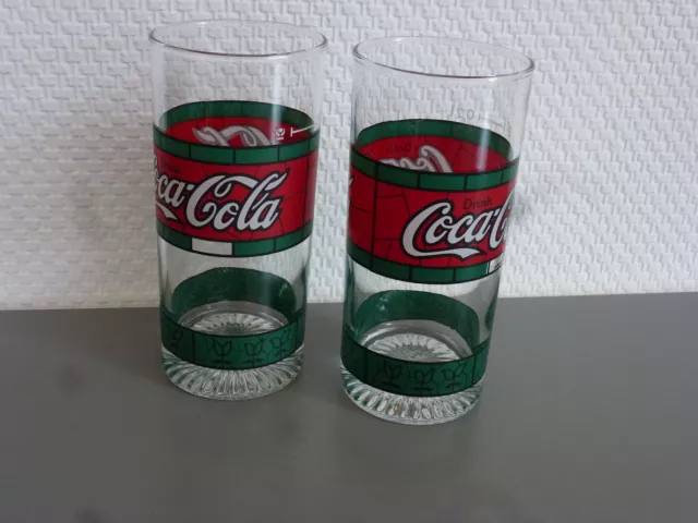 Coca Cola Gläser 2 Stk. Vintage Coke Tiffany grün rot alt retro 0,2 l