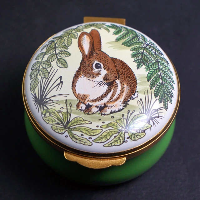 English Enamels by Crummles Bunny Rabbit Trinket Box w/ Original Box & Book NR! English Enamels by Crummles Bunny Rabbit Trinket Box w/ Original Box & Book NR!