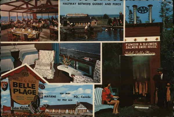 Canada Matane,QC Motel & Hotel Belle Plage Quebec W. Schermer Postcard Vintage