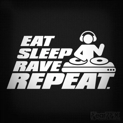 Eat Sleep Rave Repeat Decal Sticker For Car Van Window Bumper Music DJ Party