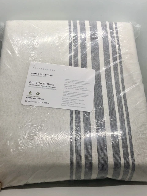 New Pottery Barn Riviera Striped 50”x84" BLACKOUT Curtain Drape Charcoal Gray New Pottery Barn Riviera Striped 50”x84" BLACKOUT Curtain Drape Charcoal Gray