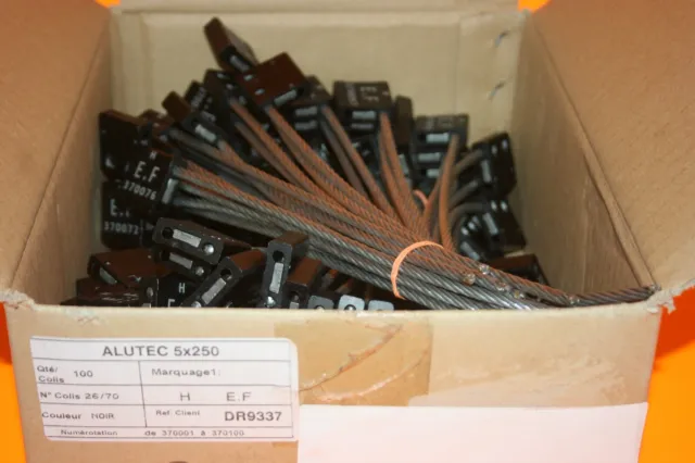 100 Câbles Scellé Haute Sécurité Antifraude Ø 5x 250 mm Numérotés Noir  ALUTEC