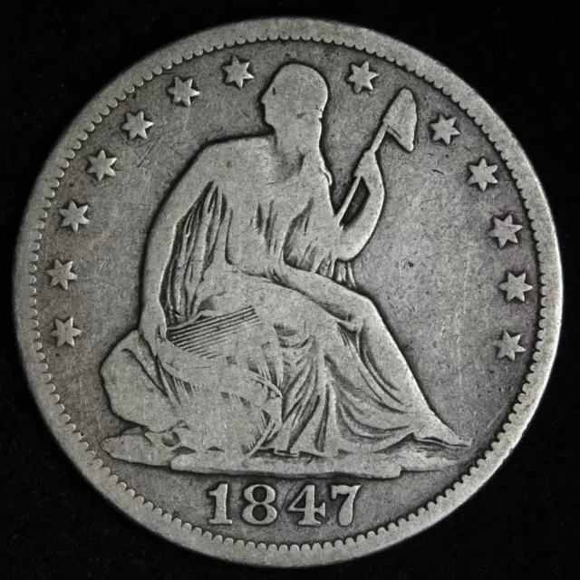 1847-O L.D. Seated Liberty Silver Half Dollar FINE E274 QME