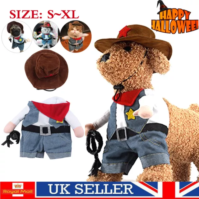 Pet Dog/Cat Costume Clothes Cowboy Cosplay Christmas Funny Fancy Dress Up Suits