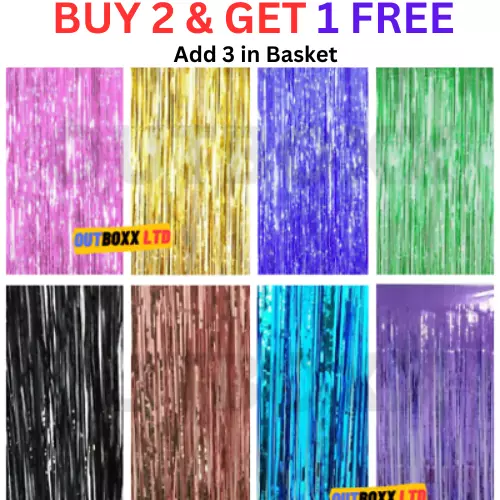 2M-3M Foil Fringe Tinsel Shimmer Curtain Door Wedding Birthday Party Decorations