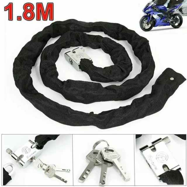 Heavy Duty 1.8M Metal Motorbike Motorcycle Bicycle Chain Lock Padlock Bike Cycle