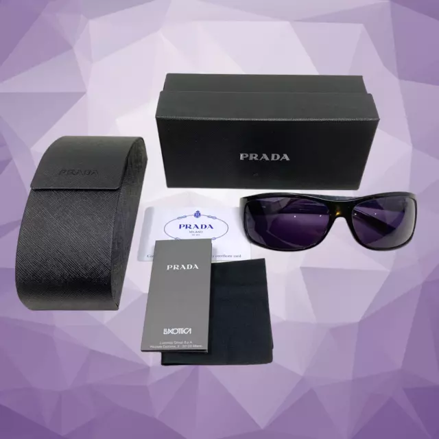 Prada Wrap Sunglasses Black + Silver Metal Temples Box Case SPR 09D 8AR 3N1