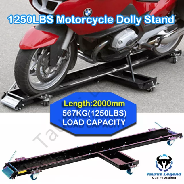 567kg Heavy Motorcycle Motorbike Dolly Mover Loader Parking Stand Wheel Chock-BK