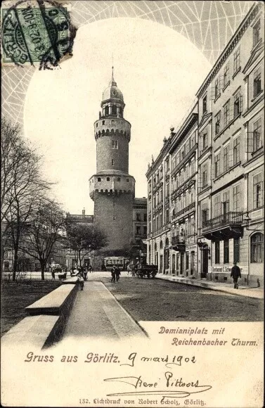 Ak Görlitz in der Lausitz, Demianiplatz mit Reichenbacher Turm - 3951182
