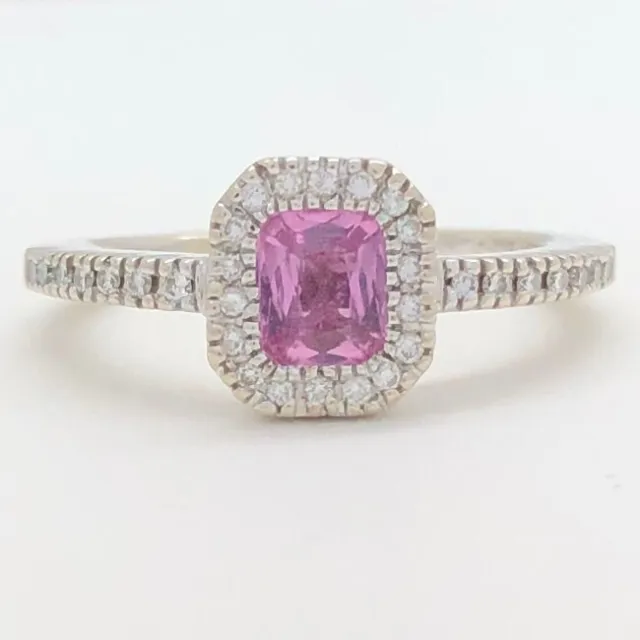 14K SOLID WHITE Gold Pink Sapphire & Diamond Ring Size 5 $495.00 - PicClick