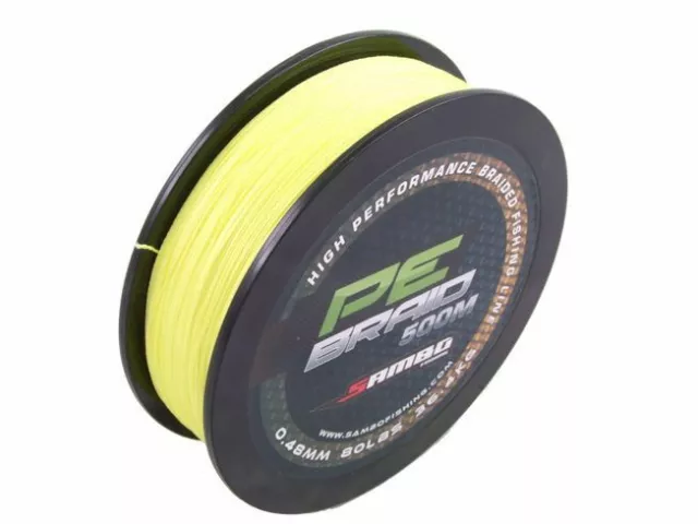 SAMBO 100% PE Dyneema Braid Spectra Fishing Line 500m 60lbs Fluro Yellow 3