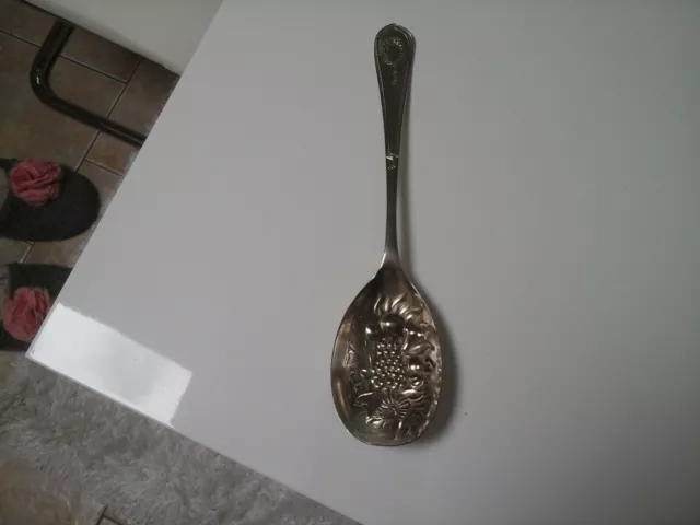 Silver Plated Fruit Spoon.8.25".( Really Nice Detail.)Useful.