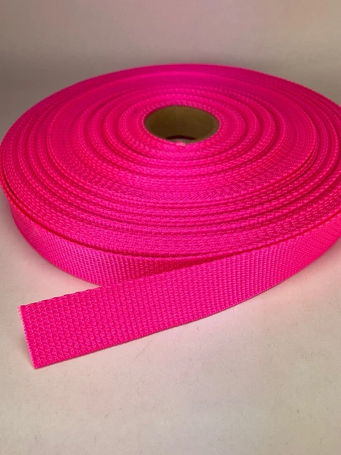 1 INCH WIDE 20 feet HOT PINK medium Nylon Webbing straps leashes
