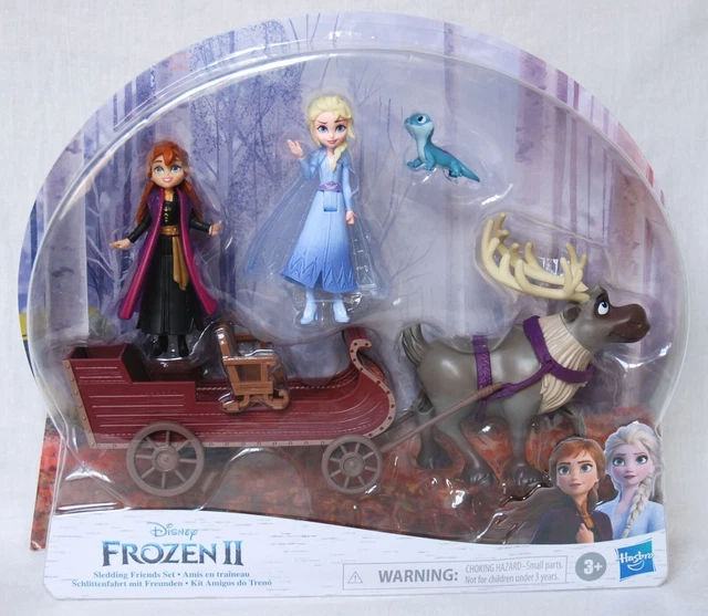 Disney Frozen Sledding Friends Figure Set. Dolls Anna, Elsa, Bruni, & Sven - New