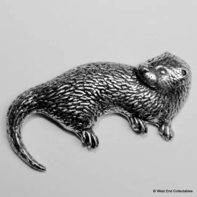 Loutre Étain Broche - Britannique Artisan Signé Badge - Midgebill, Tarka , Mer