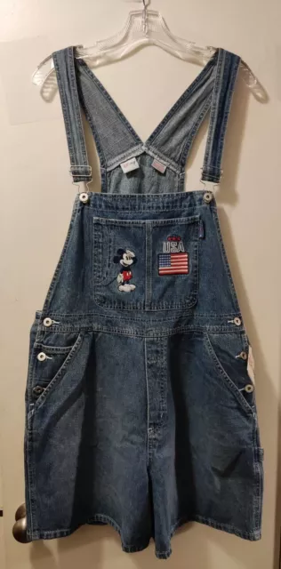 DISNEY WOMEN S BLUE Denim Embroidered Mickey Mouse Overalls Size L