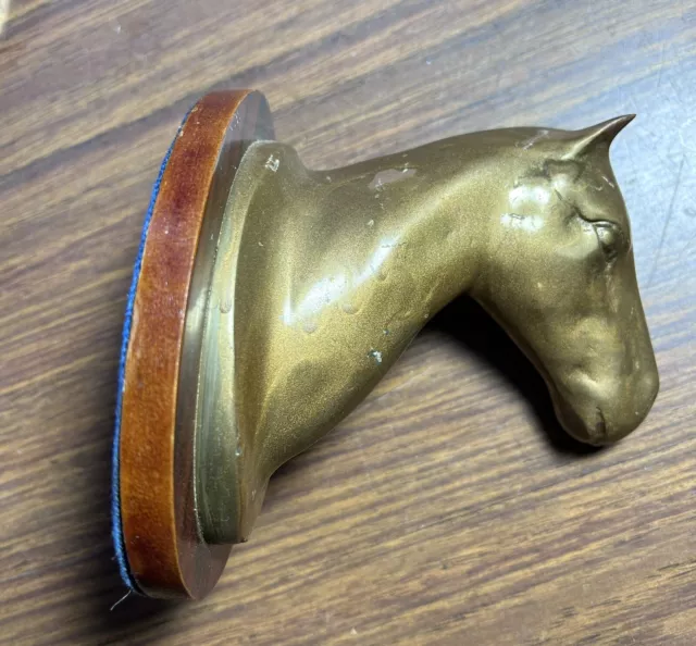 vintage Brass Colour Metal Horse Head on wooden Mount wall hanging