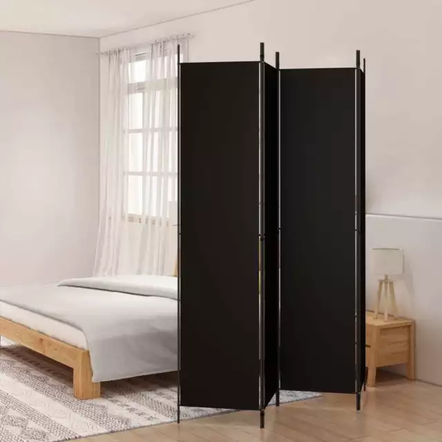 vidaXL 4-Panel Room Divider Privacy Screen Black 200x220cm Fabric