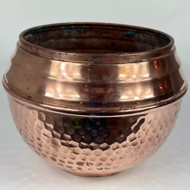 Vintage French Villedieu Quality Stamped Hammered Copper Large Plant Pot Planter