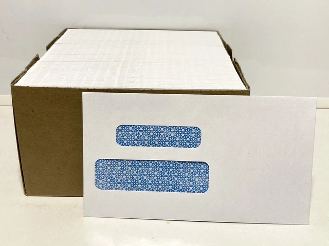 White Double Window Envelopes 6.25"x3.5" Box of 250 Ct, 3-1/2 inch x 6-1/4 inch