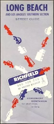 1964 RICHFIELD OIL Road Map LONG BEACH California Los Angeles Torrance Inglewood