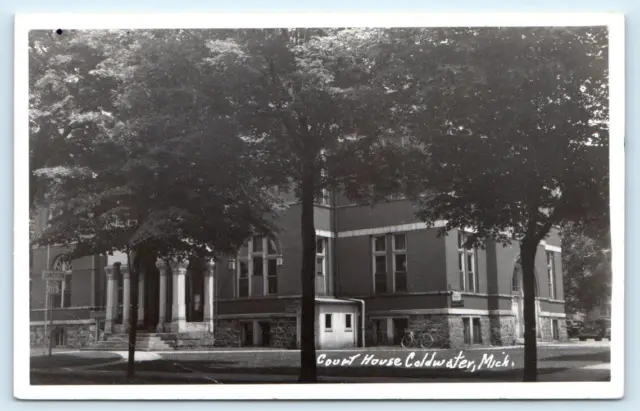 RPPC COLDWATER, MI Michigan ~ Branch County COURT HOUSE 1950 Postcard