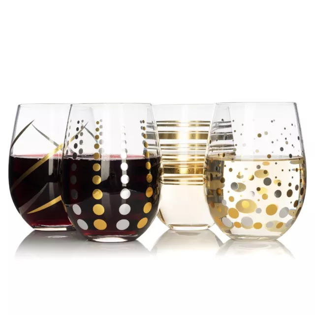 Stemless Gin Gold Cocktail Glass Tumbler Gift Boxed Present Whiskey Wine Novelty