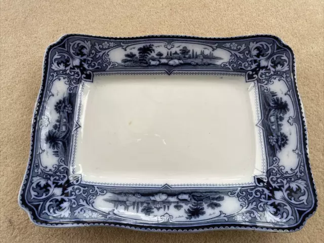 Antique Meat Platter Ford Sons Ltd Transferware Verona Burslem Blue White Large