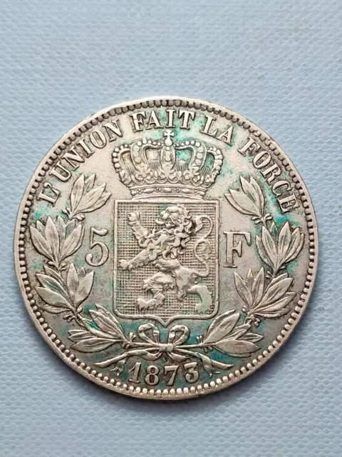 Belgique - 5 francs 1873 Leopold II - TTB