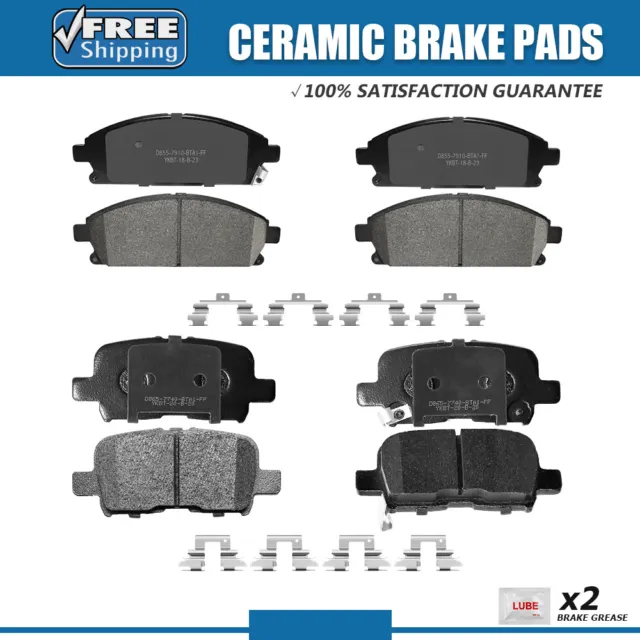 Front & Rear Ceramic Brake Pads w/Hardware for 2003 2004 2005 2006 Acura MDX