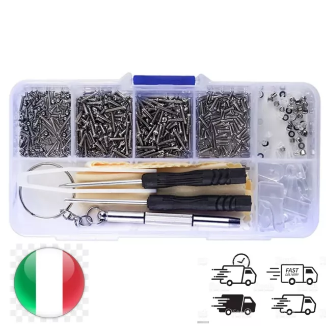 Kit di Riparazione per Occhiali 500 Pezzi:Viti, dadi, neselli, cacciavite, pinze