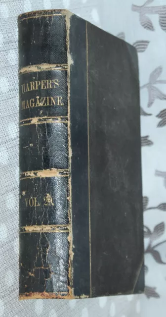 ANTIQUE Book 1864 HARPER'S NEW MONTHLY Bound CIVIL WAR NEWS Literature FASHION +