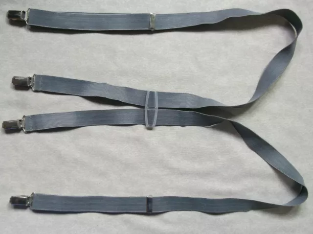 Braces Suspenders Mens Vintage Clip On 1970s 1980s Grey