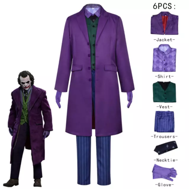 The Dark Knight Batman Joker Cosplay Kostüme Heath Ledger Anzug Halloween Outfit