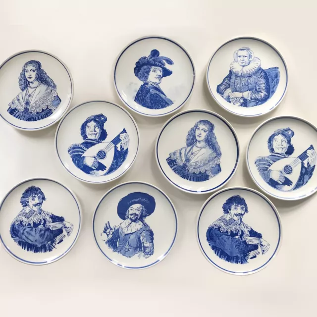 9 Delfts Blauw Hand Painted Royal G Small Decorative Wall Plates Blue and White