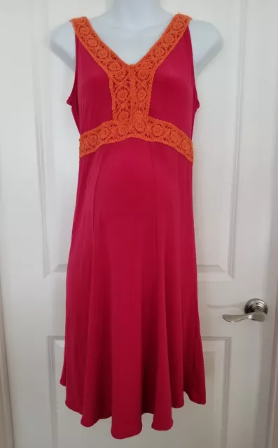 Motherhood Maternity Sleeveless Dress Size Small V-neck Fuschia/Orange