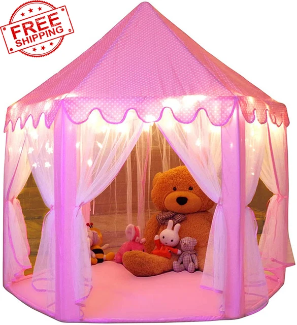 Monobeach Princess Tent Girls Large Playhouse Kids Castle Play Tent with Star Li Monobeach Princess Tent Girls Large Playhouse Kids Castle Play Tent with Star Li