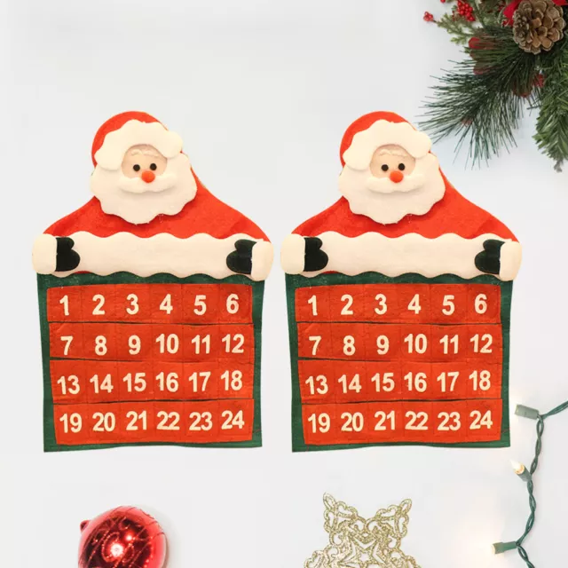 2 Pcs Elder Advent Calendar Kids Christmas Calendars Felt Santa Claus Ornament