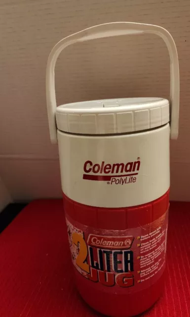 NEW! Vintage Coleman Polylite 1/2 Gallon Water Cooler Jug #5590 Red & White