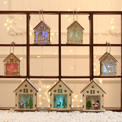 ·· Noël Fête Clair Scène Bois Maisons Décoration Ornement ·· 