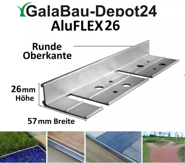 AluFLEX26 200 cm Randbefestigung Pflasterkante Randbegrenzung Aluminiumprofil