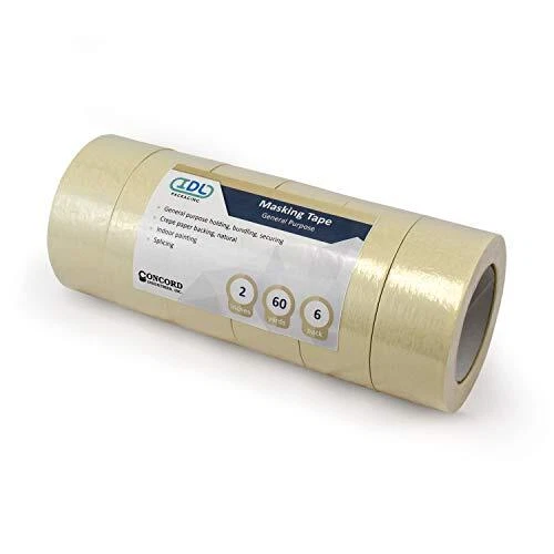 White Masking Tape Paper Tape for Painting Works 2-inch x 60-Yard  Pack of 6