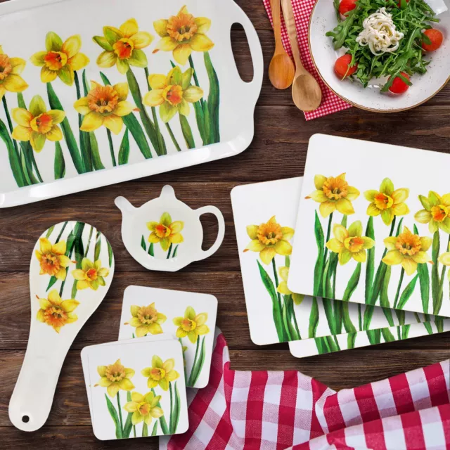 Melamine Food Serving Trays Daffodil Flower Design Tableware Dinner Mats Coaster