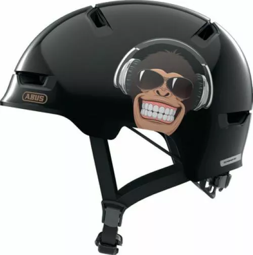 Abus Scraper 3.0 Kid Black Shiny Helmet MONKEY Bicycle Skateboard SMALL - MEDIUM