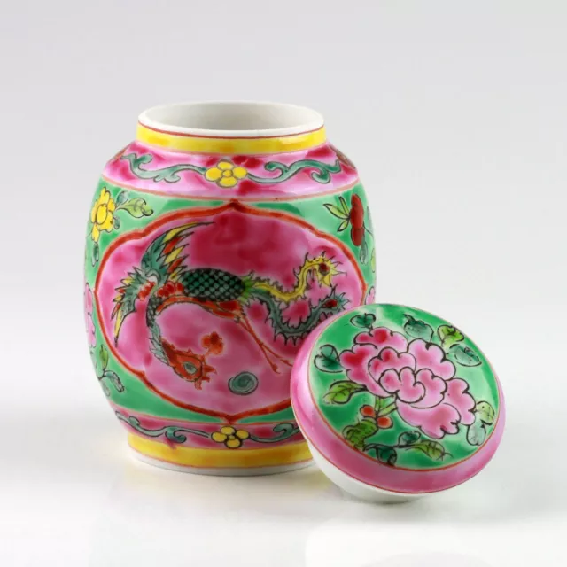 Chinesische Teedose Porzellan, Nyonya Keramik bunte Porzellan-Teedose Handarbeit